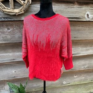 Jennifer Lopez Eyelash Red Silver Metallic Sweater Size Large